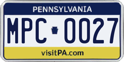 PA license plate MPC0027