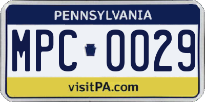 PA license plate MPC0029