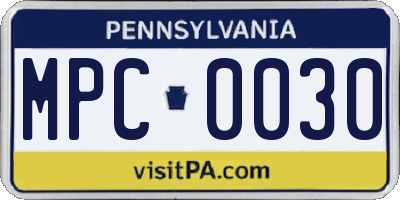 PA license plate MPC0030