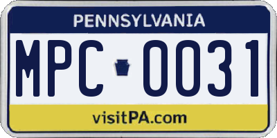 PA license plate MPC0031