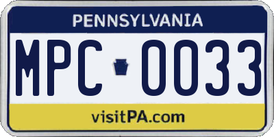 PA license plate MPC0033