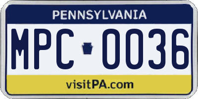 PA license plate MPC0036