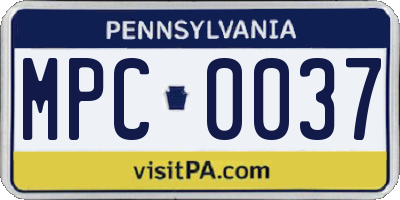 PA license plate MPC0037