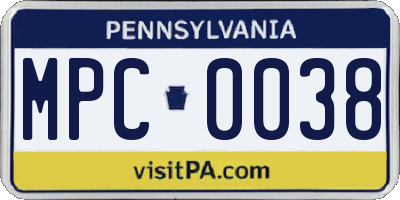 PA license plate MPC0038