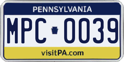 PA license plate MPC0039