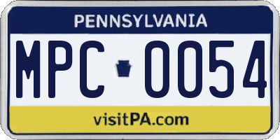 PA license plate MPC0054