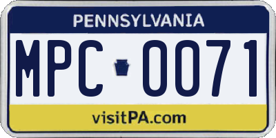 PA license plate MPC0071