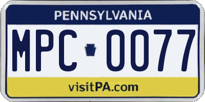 PA license plate MPC0077