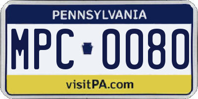 PA license plate MPC0080