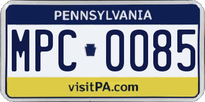 PA license plate MPC0085
