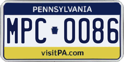 PA license plate MPC0086