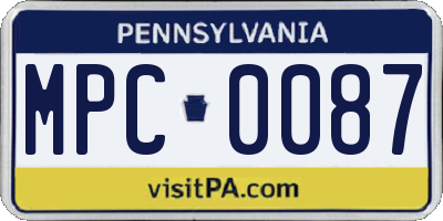 PA license plate MPC0087