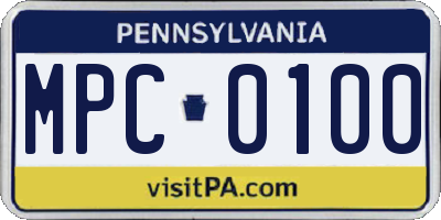 PA license plate MPC0100