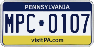 PA license plate MPC0107