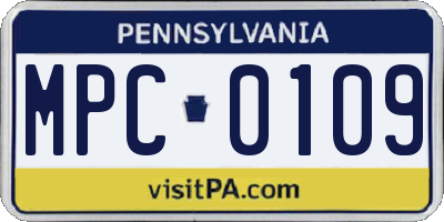 PA license plate MPC0109