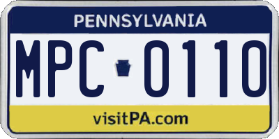 PA license plate MPC0110