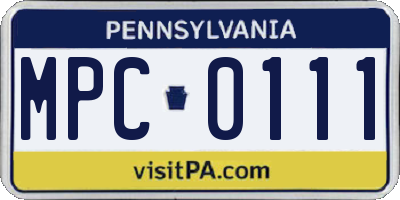 PA license plate MPC0111