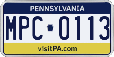 PA license plate MPC0113