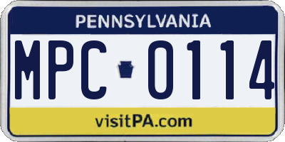 PA license plate MPC0114