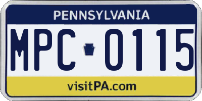 PA license plate MPC0115