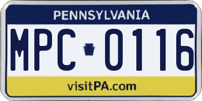 PA license plate MPC0116