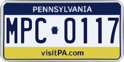 PA license plate MPC0117