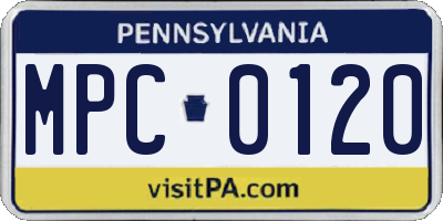 PA license plate MPC0120