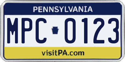 PA license plate MPC0123