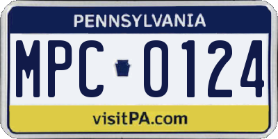 PA license plate MPC0124