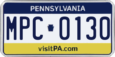 PA license plate MPC0130