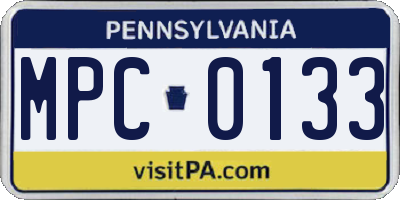 PA license plate MPC0133