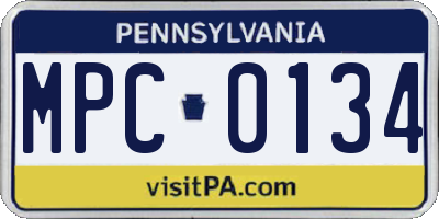 PA license plate MPC0134
