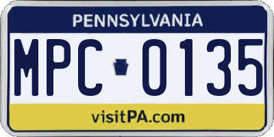 PA license plate MPC0135