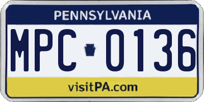 PA license plate MPC0136