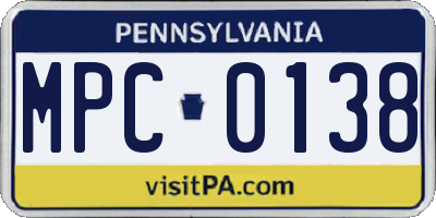 PA license plate MPC0138