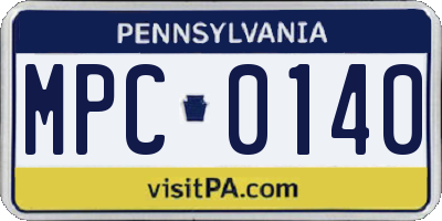 PA license plate MPC0140
