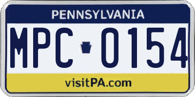 PA license plate MPC0154