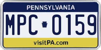 PA license plate MPC0159