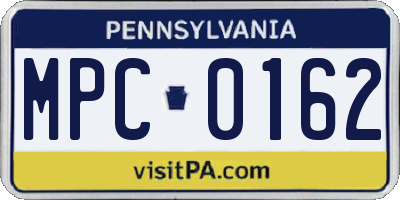 PA license plate MPC0162