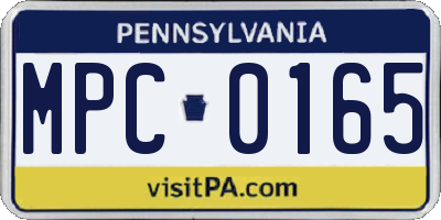 PA license plate MPC0165