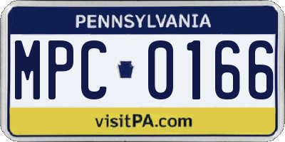 PA license plate MPC0166