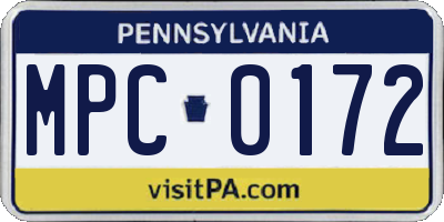 PA license plate MPC0172