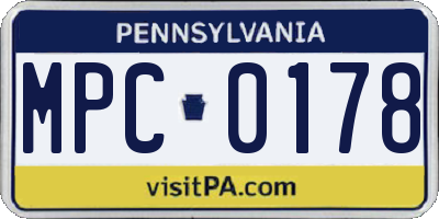 PA license plate MPC0178