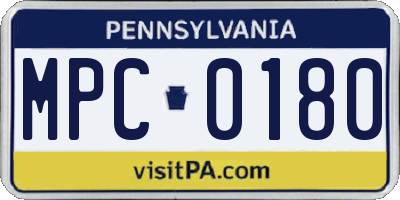 PA license plate MPC0180