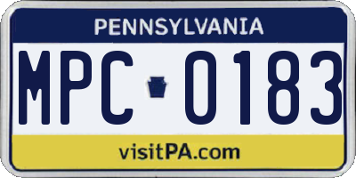 PA license plate MPC0183