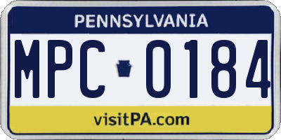 PA license plate MPC0184