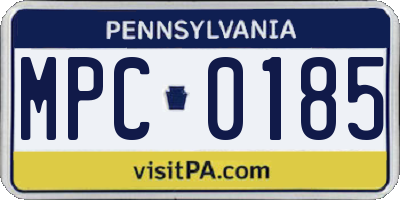 PA license plate MPC0185