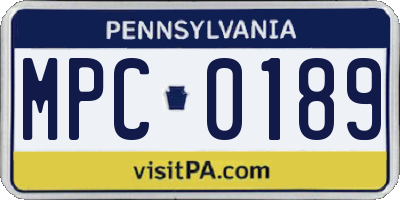 PA license plate MPC0189