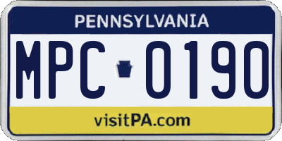 PA license plate MPC0190