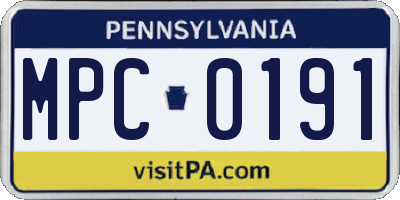 PA license plate MPC0191